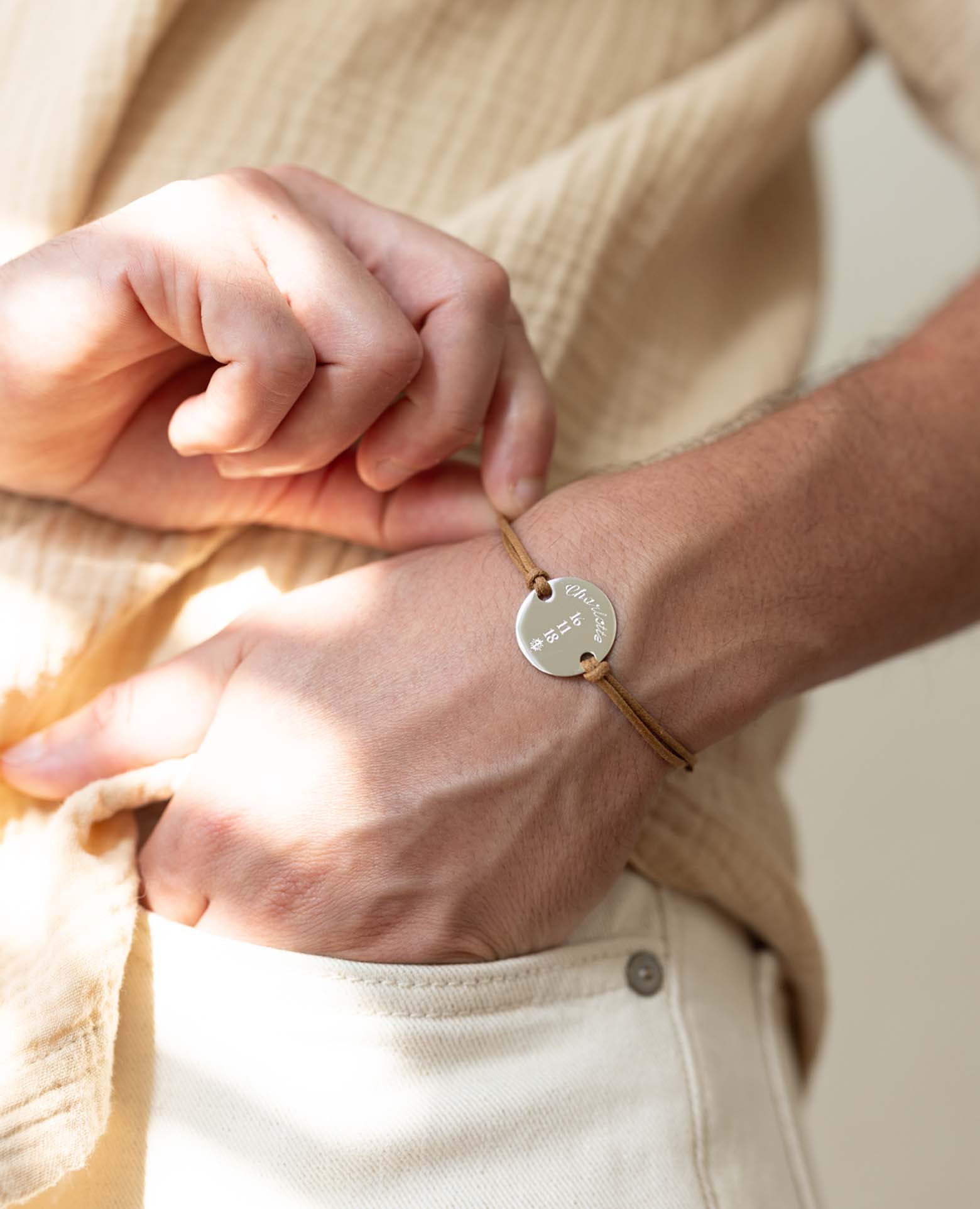 Bracelet homme personnalisé prénom et date